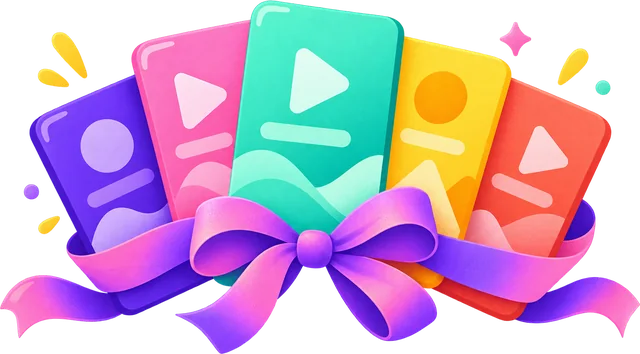 Kartu template video berwarna diikat pita